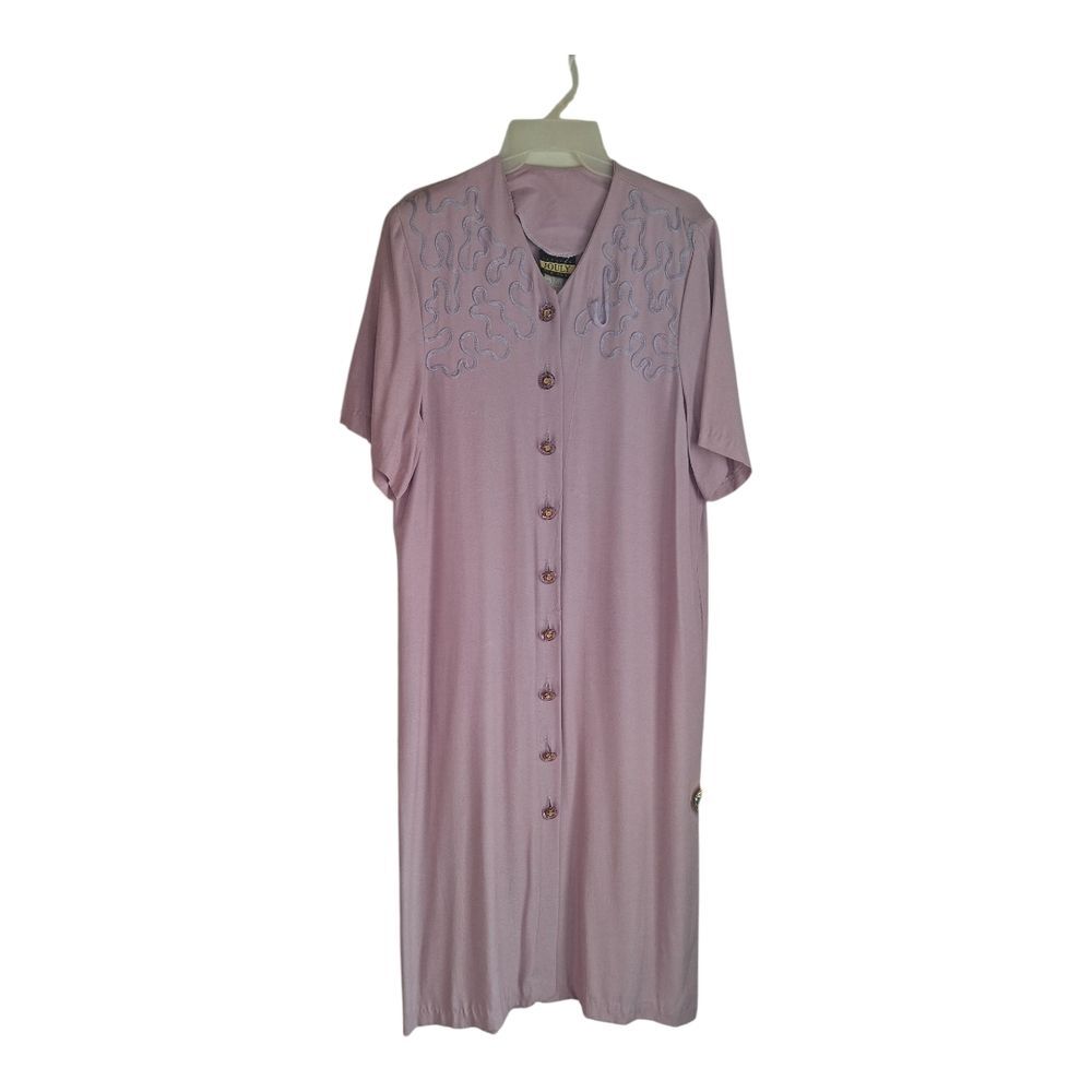 Purple Button-Up Dress with Embroidered Detail